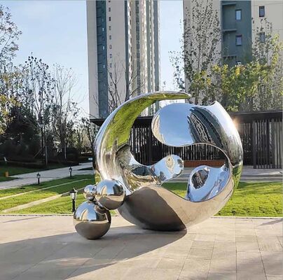 Escultura pública urbana contemporánea de acero inoxidable de 2.5 metros de altura