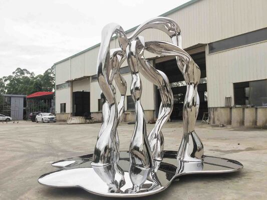 2.5m de altura espejo personalizado acabado de acero inoxidable escultura metálica abstracta para la decoración del jardín
